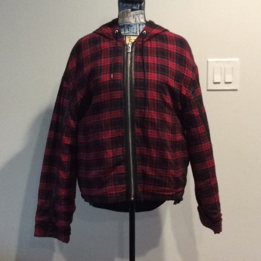 The Kooples Hooded Dark Checks Jacket - Picture 2 of 14